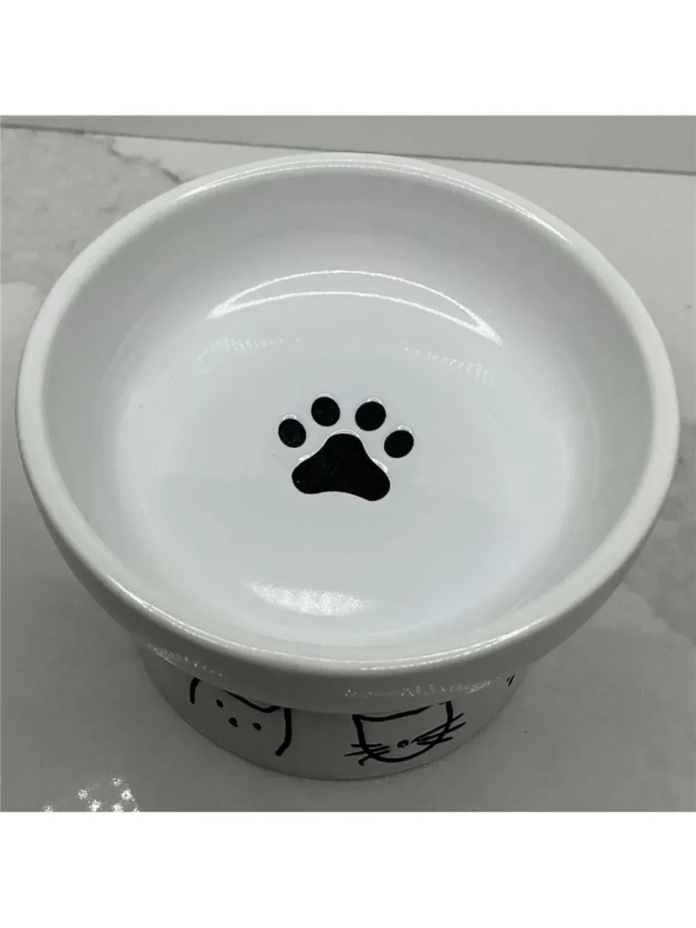 Signature Elevated Cat Bowls Small White Stoneware Bowls